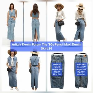 Aritzia Denim Forum The '90s Maxi Denim Pencil Skirt Size 26
